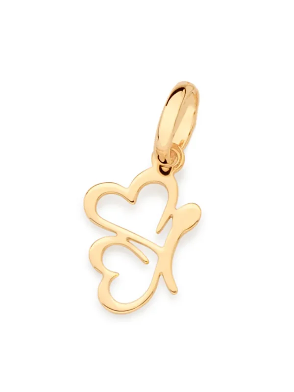 PINGENTE BORBOLETA CORAÇÕES BANHADO A OURO 18K - TAM.ÚNICO 5426550000