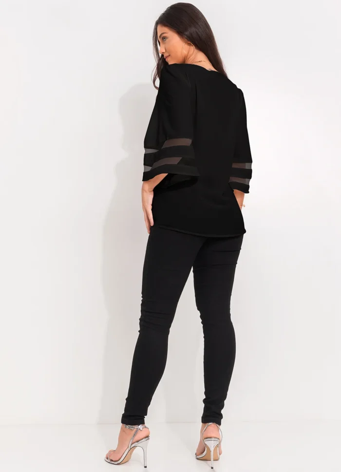 Quintess - Blusa Preta em Crepe Plano - Imagem 2