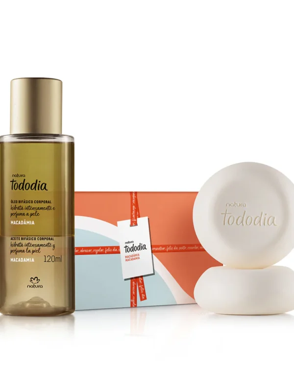 Kit Sabonetes em Barra e Óleo Bifásico Desodorante Hidratante Corporal Tododia Macadâmia - NATURA