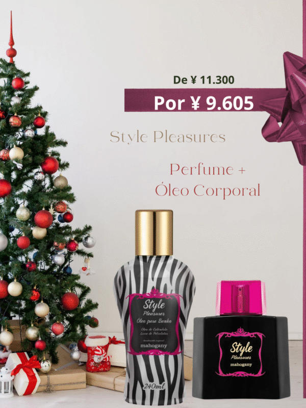 Kit Style Pleasures com Fragrância e Oleo Corporal -Mahogany
