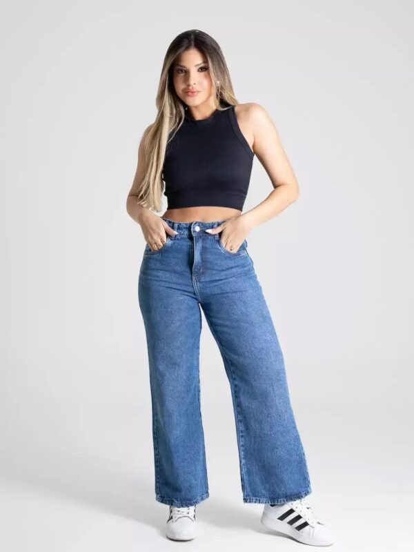 Calça Jeans Sawary Wide Leg Cropped - 281157