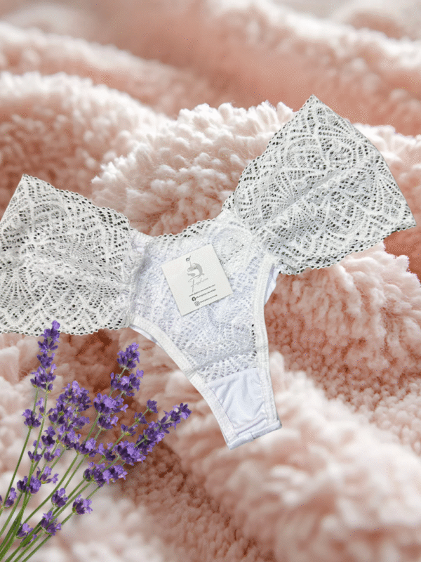 Calcinha Fio Duplo de Renda com Pala Larga Lateral – Mayte Branca
