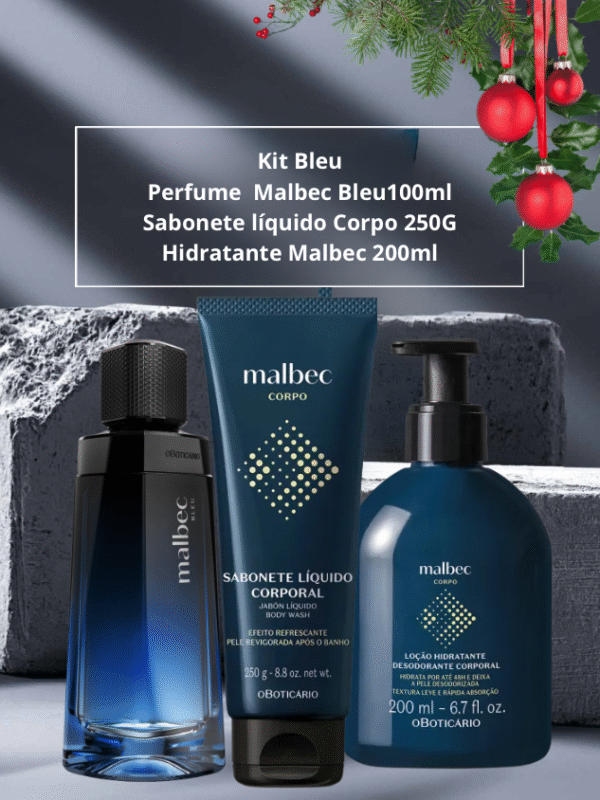 Kit Malbec EDT Colonia /Hidratante Corporal e Sabonete liquido Corporal