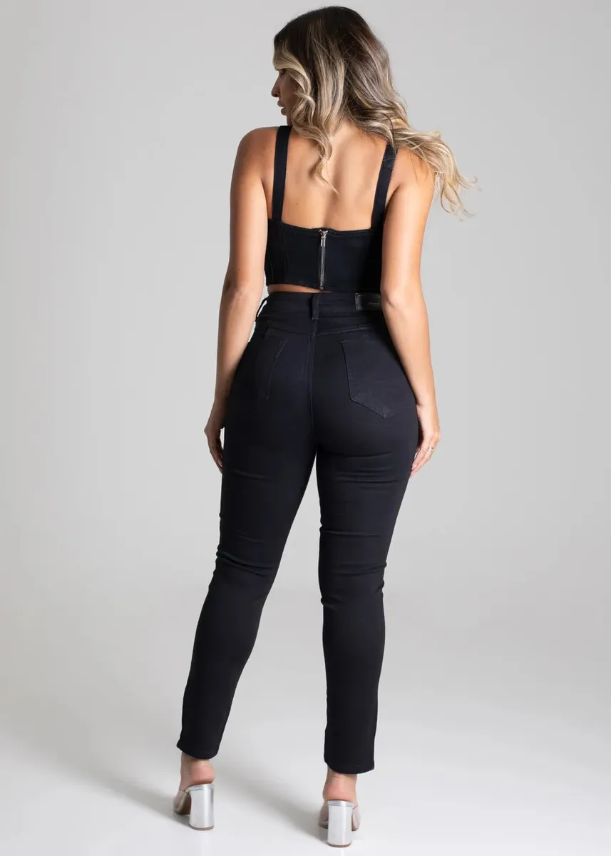 Calça Feminina Sawary Preta Levanta Bumbum Com Lycra-270335 - Imagem 2