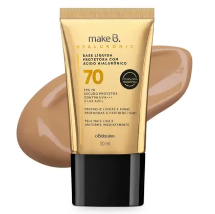 Base Líquida Protetora Make B. Hyaluronic FPS 70 cor 25, 30 ml - O Boticário
