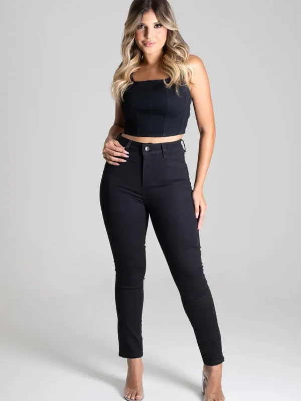 Calça Feminina Sawary Preta Levanta Bumbum Com Lycra-270335