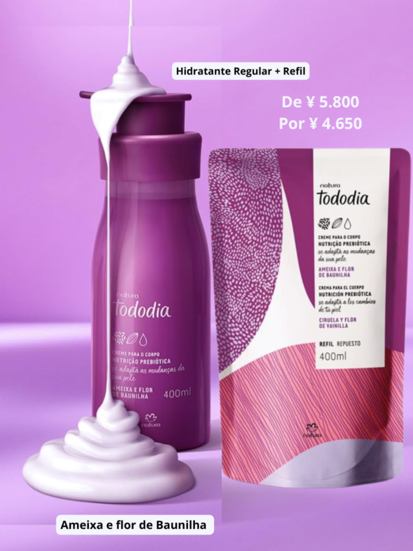 Kit Natura Tododia Hidratante e Refil Ameixa e Flor Baunilha