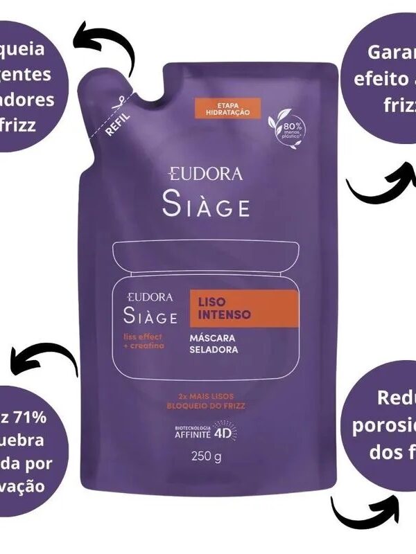Refil =Máscara Capilar Eudora Siáge Liso Intenso 250g