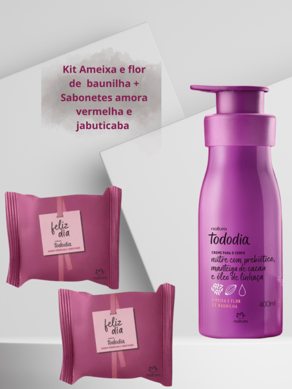 kit Hidratante ameixa e flor de baunilha + 2 Sabonetes amora vermelha e jabuticaba -Natura
