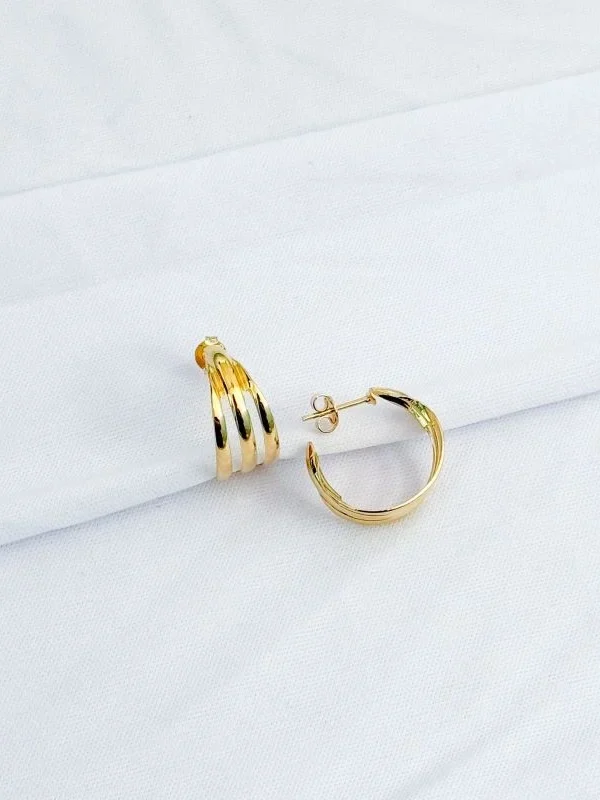 Brinco argola fio lisa tripla -Semijoia