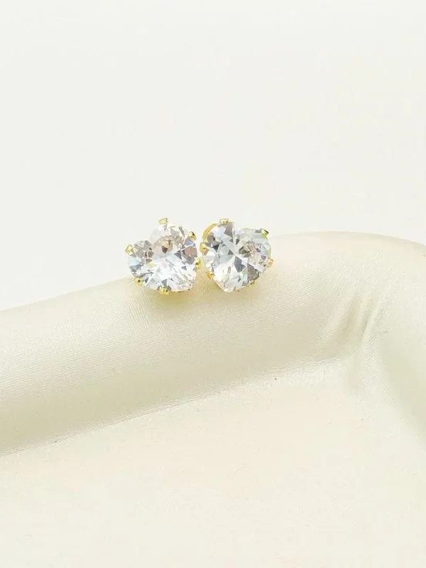 Brinco Semijoias coração ponto de luz zircônia 10MM