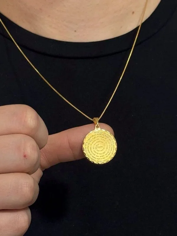 Colar Veneziana Fina + Pingente Medalha Pai Nosso Masculino-Semijoias