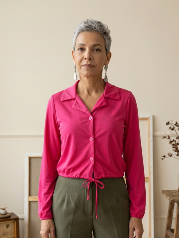 camisa mayse em poliester -rosa (Promocao valida somente aqui no site )