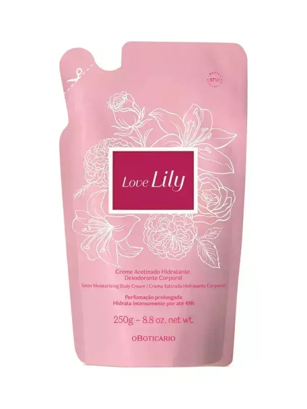 Refil Creme Acetinado Desodorante Hidratante Corporal Love Lily 250g