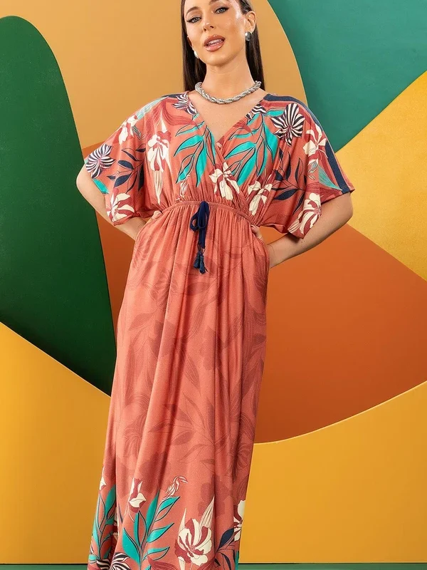 Vestido Floral Artístico em Malha Fria - Quintess