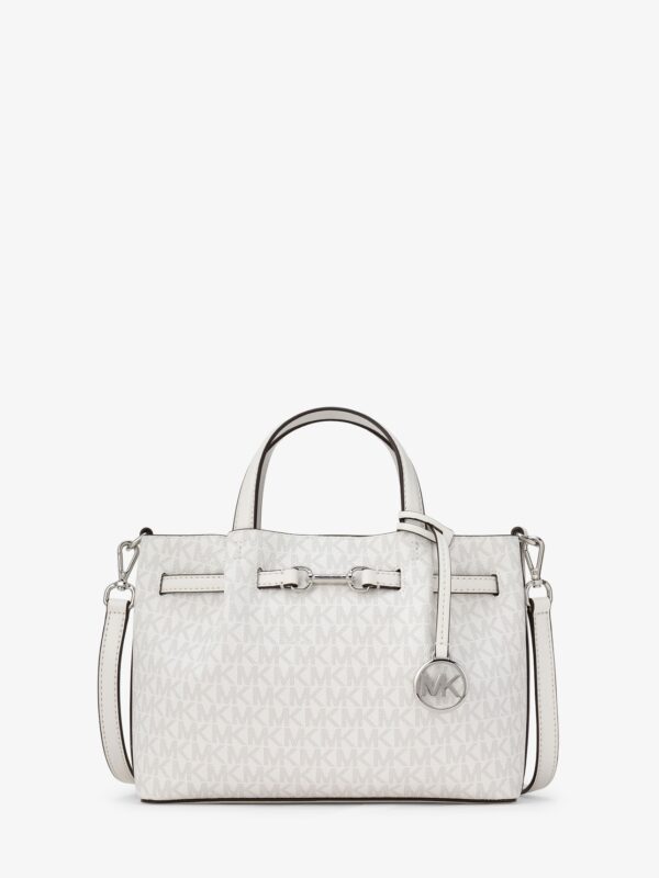 MICHAEL KORS  Bolsa pequena CARSON com zíper central - MK Signature-Branca