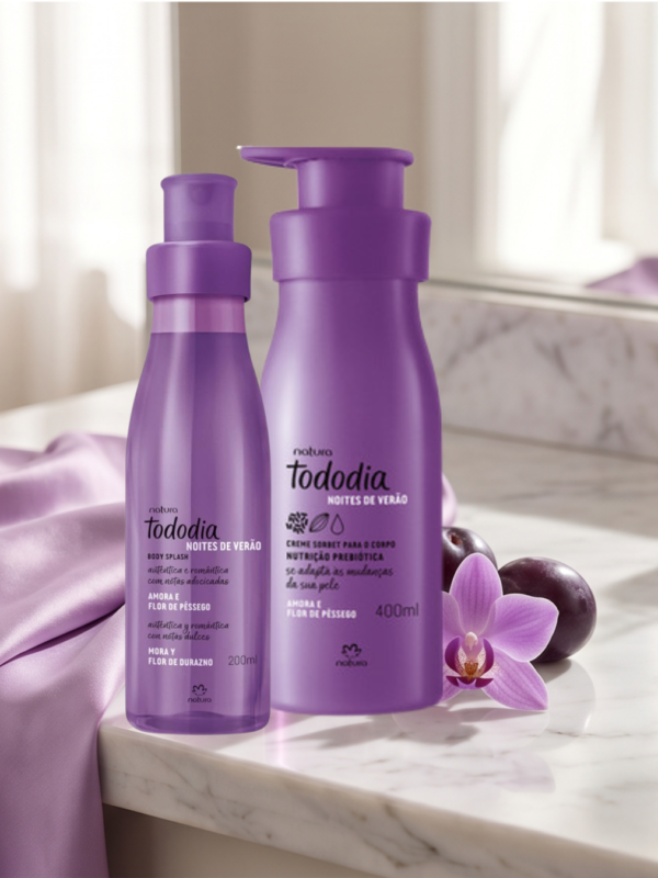 Kit Creme Sorbet para o Corpo e Body Splash  Amora e Flor de Pêssego-Natura
