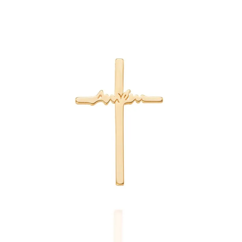 Rommanel - PINGENTE CRUZ AMÉM BANHADO A OURO 18K - 542306 - Imagem 5
