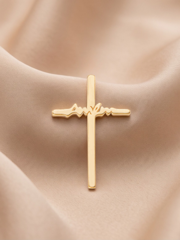 Rommanel - PINGENTE CRUZ AMÉM BANHADO A OURO 18K - 542306