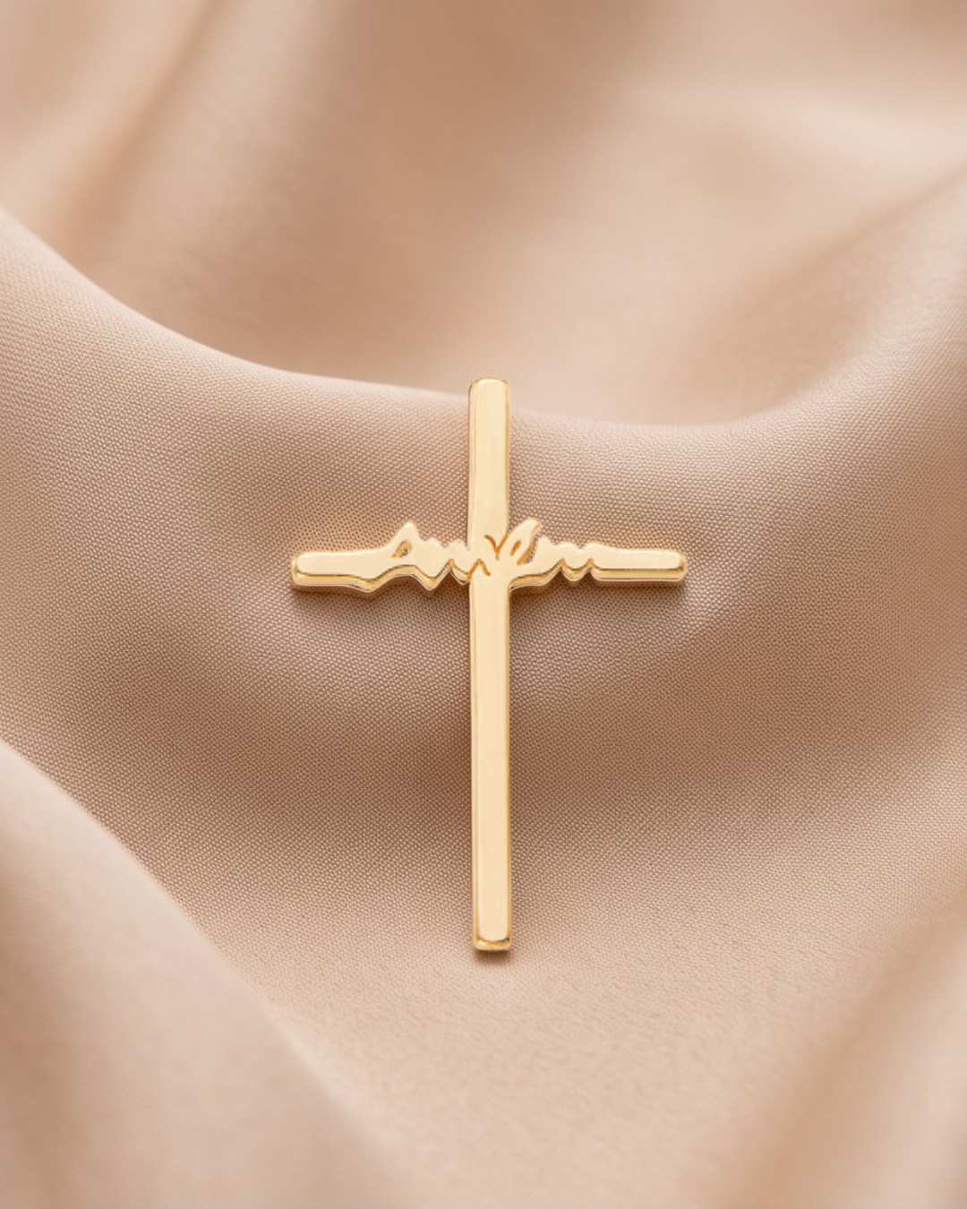 Rommanel - PINGENTE CRUZ AMÉM BANHADO A OURO 18K - 542306