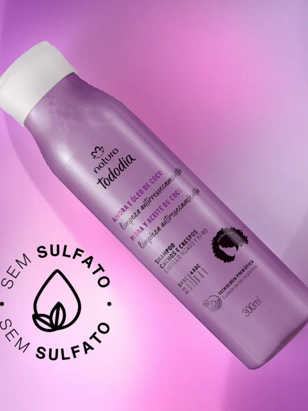 Shampoo para Cachos e Crespos Amora e Óleo de Coco Tododia 300ml-Natura