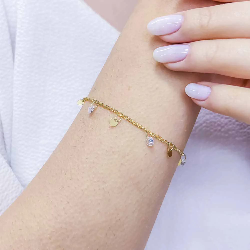 Pulseira Ponto de Luz e Plaquinha Semijoia Ouro 18K - Imagem 2