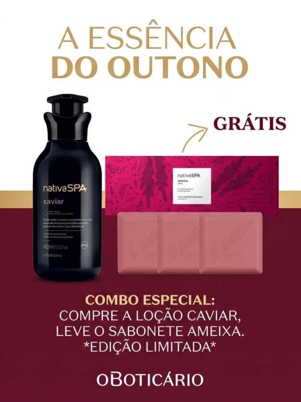 Combo Hidratante Caviar e cx sabonetes ameixa com 3 unidades- oBoticario