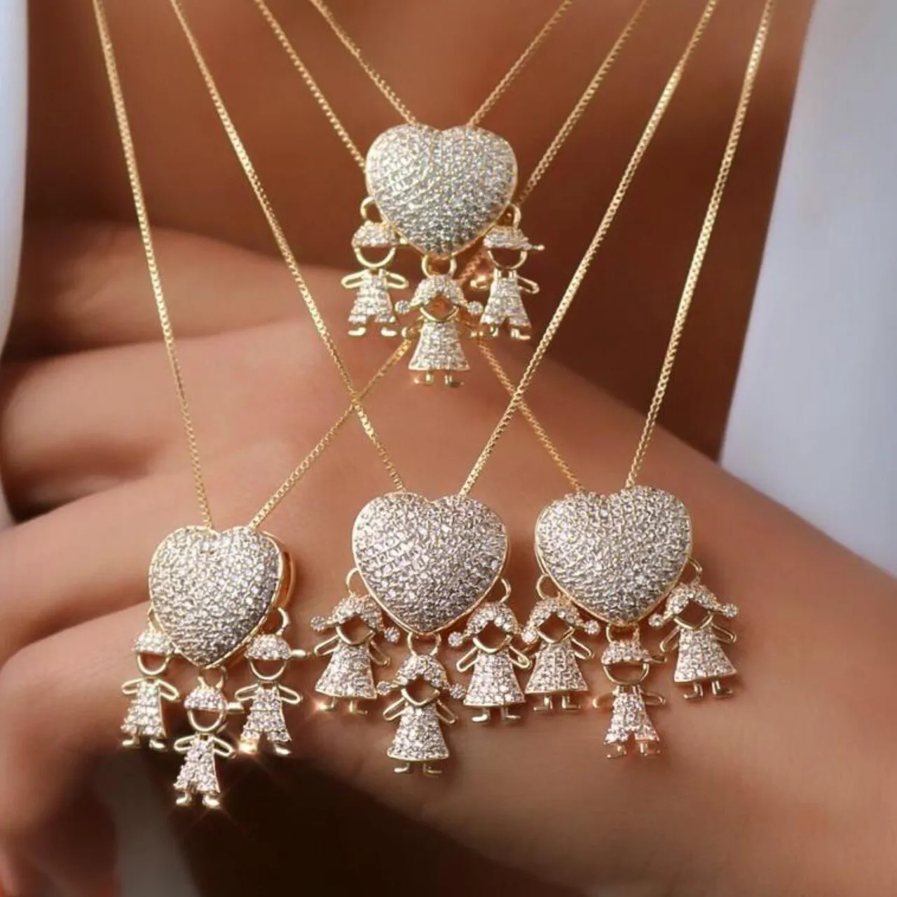 Colar Filhos 3 meninos dourado  -Classico Bijuteria - Imagem 5
