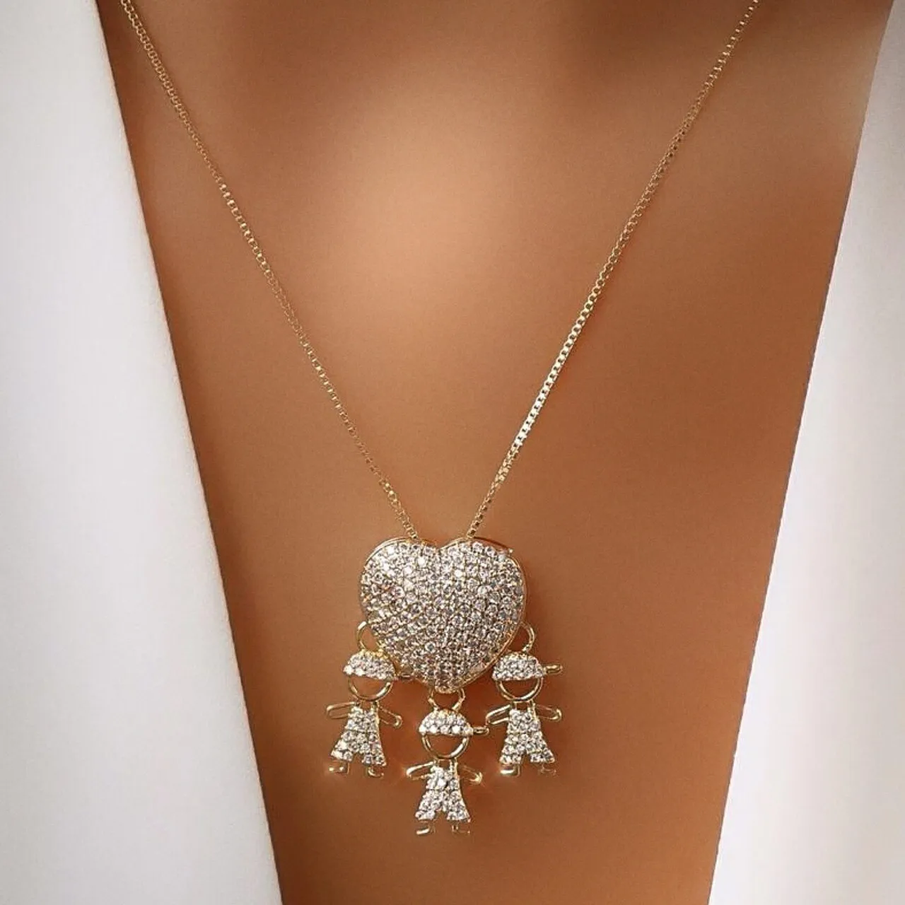 Colar Filhos 3 meninos dourado  -Classico Bijuteria - Imagem 4