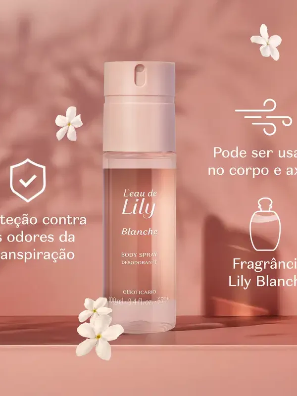 Body Spray Desodorante L'eau de Lily Blanche 100ml -oBoticario