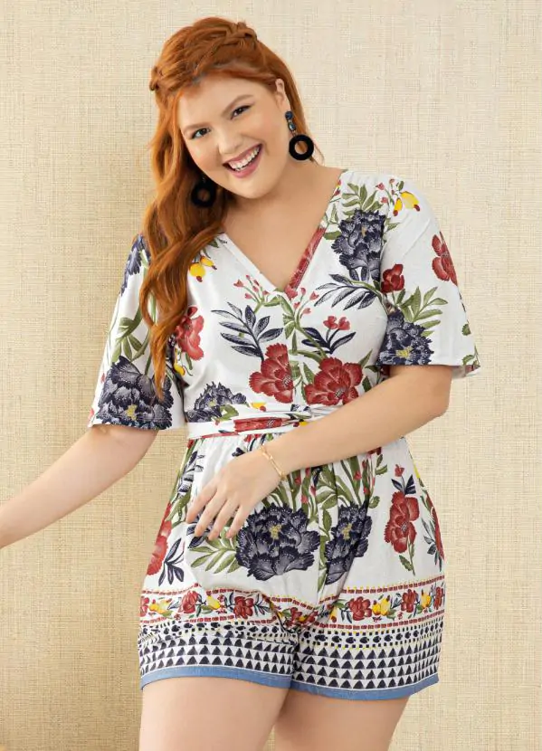 Quintess Macaquinho Floral com Decote V - Imagem 7