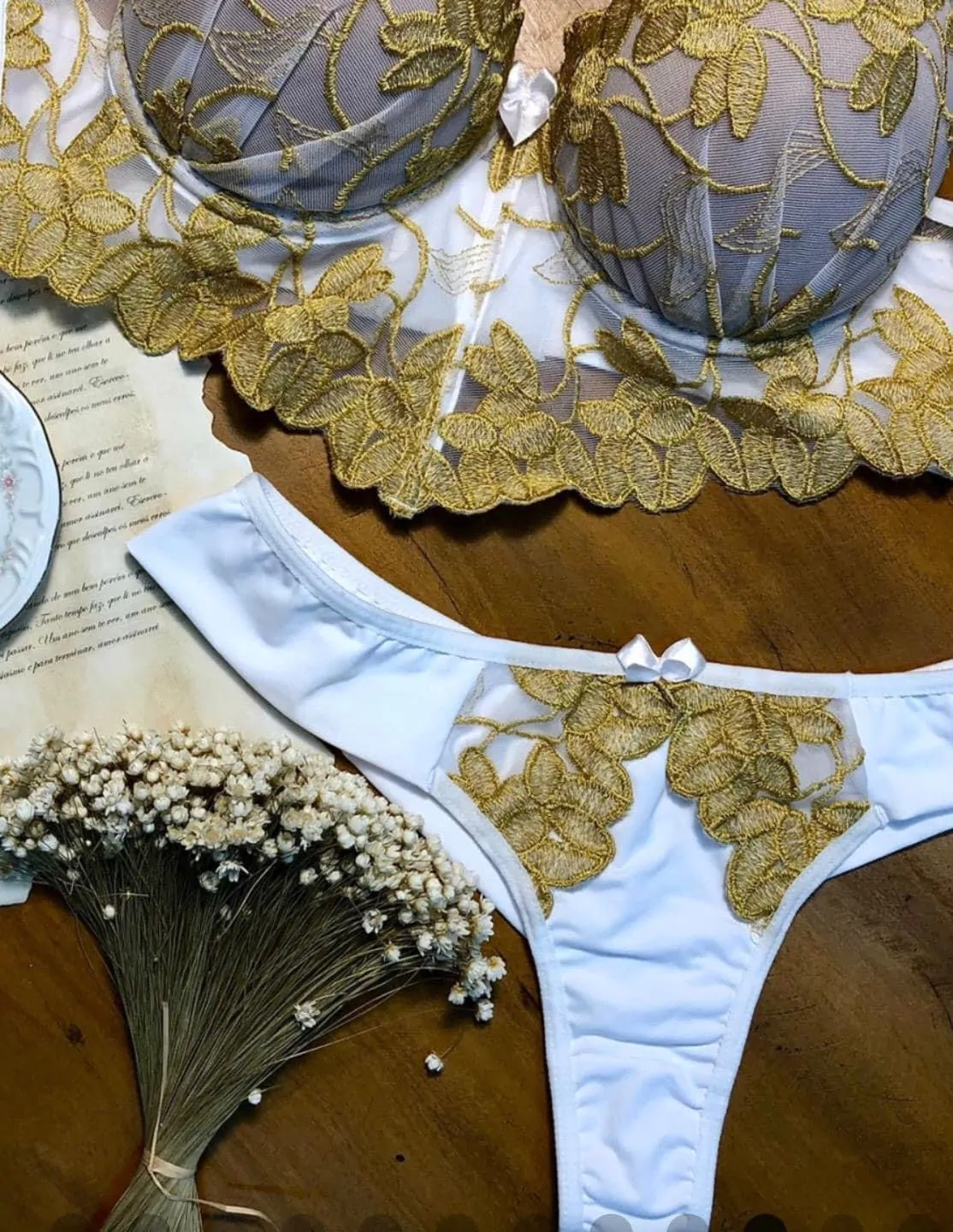 Conjunto Cindy bordado cós em V/fio duplo Lingerie - Imagem 12
