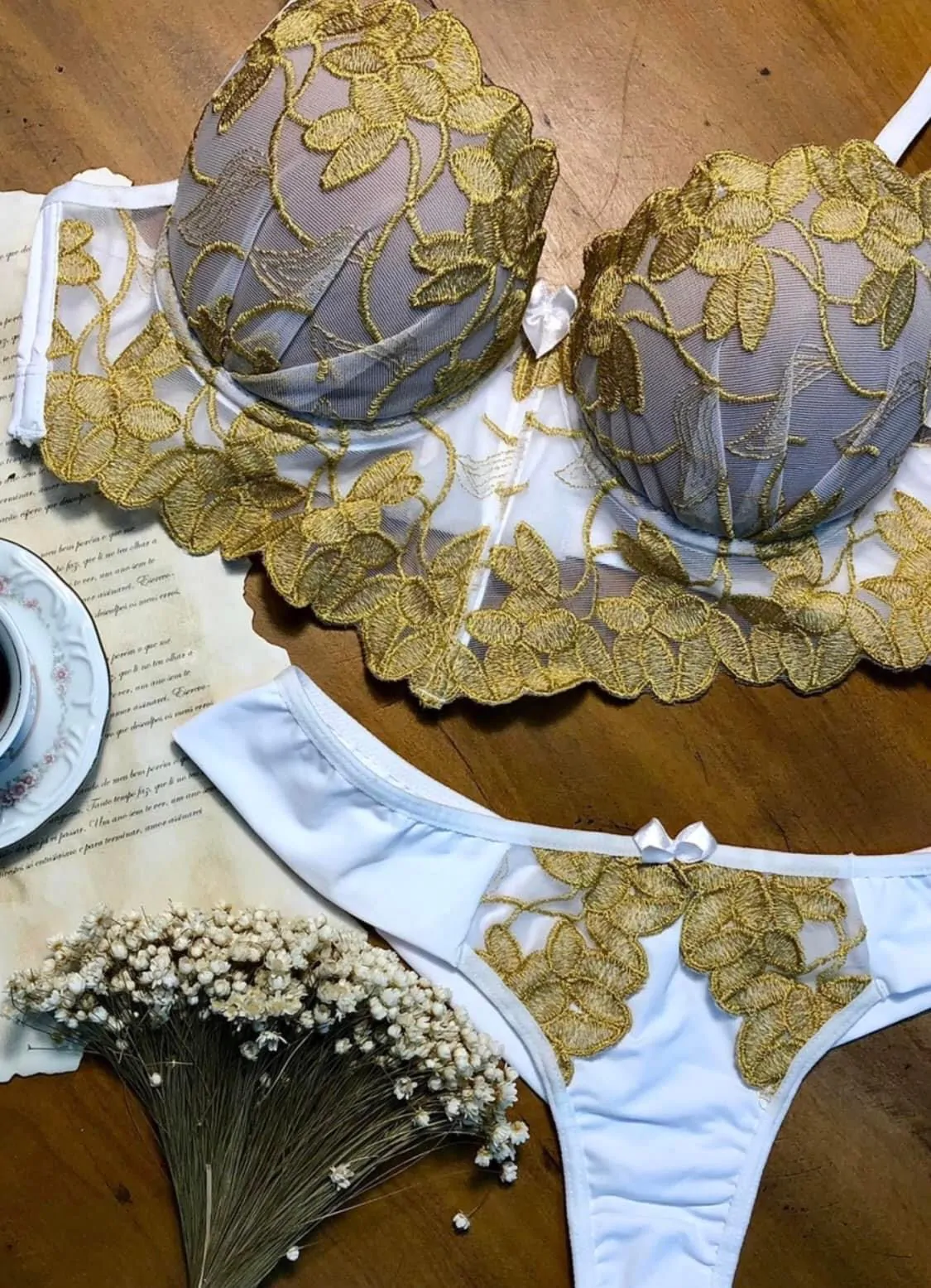 Conjunto Cindy bordado cós em V/fio duplo Lingerie - Imagem 8