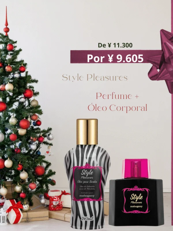 Kit Style Pleasures com Fragrância e Oleo Corporal -Mahogany