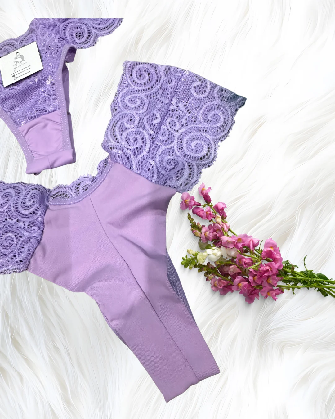Calcinha Fio Duplo de Renda com Pala Larga Lateral – Mayte -Lilas - Imagem 5