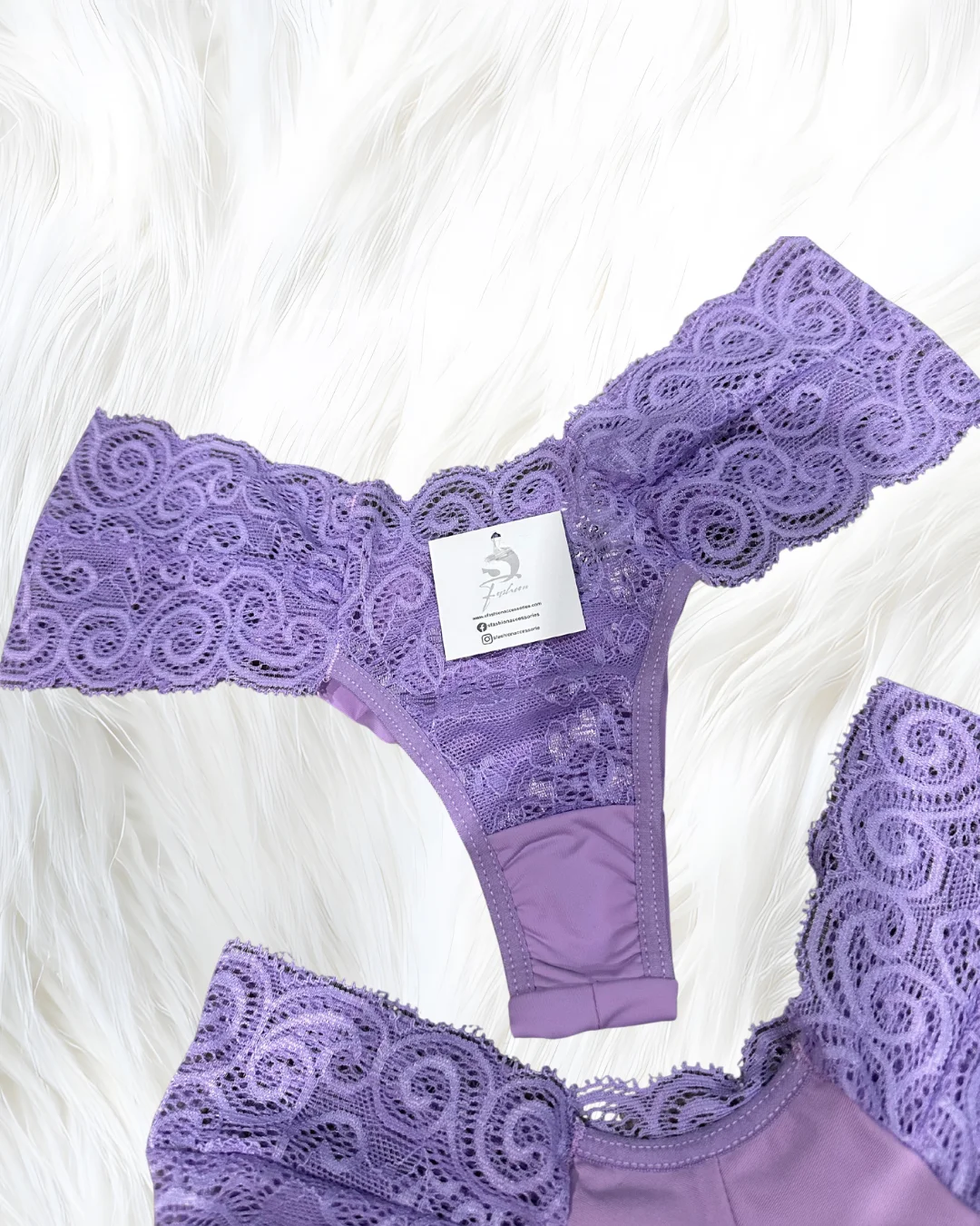 Calcinha Fio Duplo de Renda com Pala Larga Lateral – Mayte -Lilas