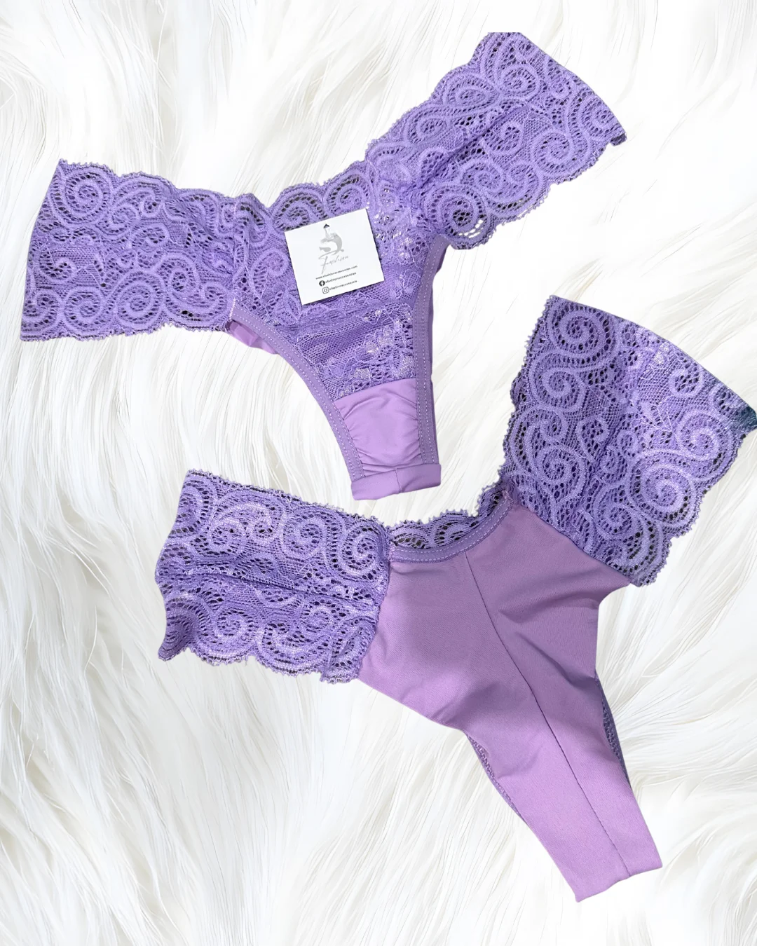 Calcinha Fio Duplo de Renda com Pala Larga Lateral – Mayte -Lilas - Imagem 3