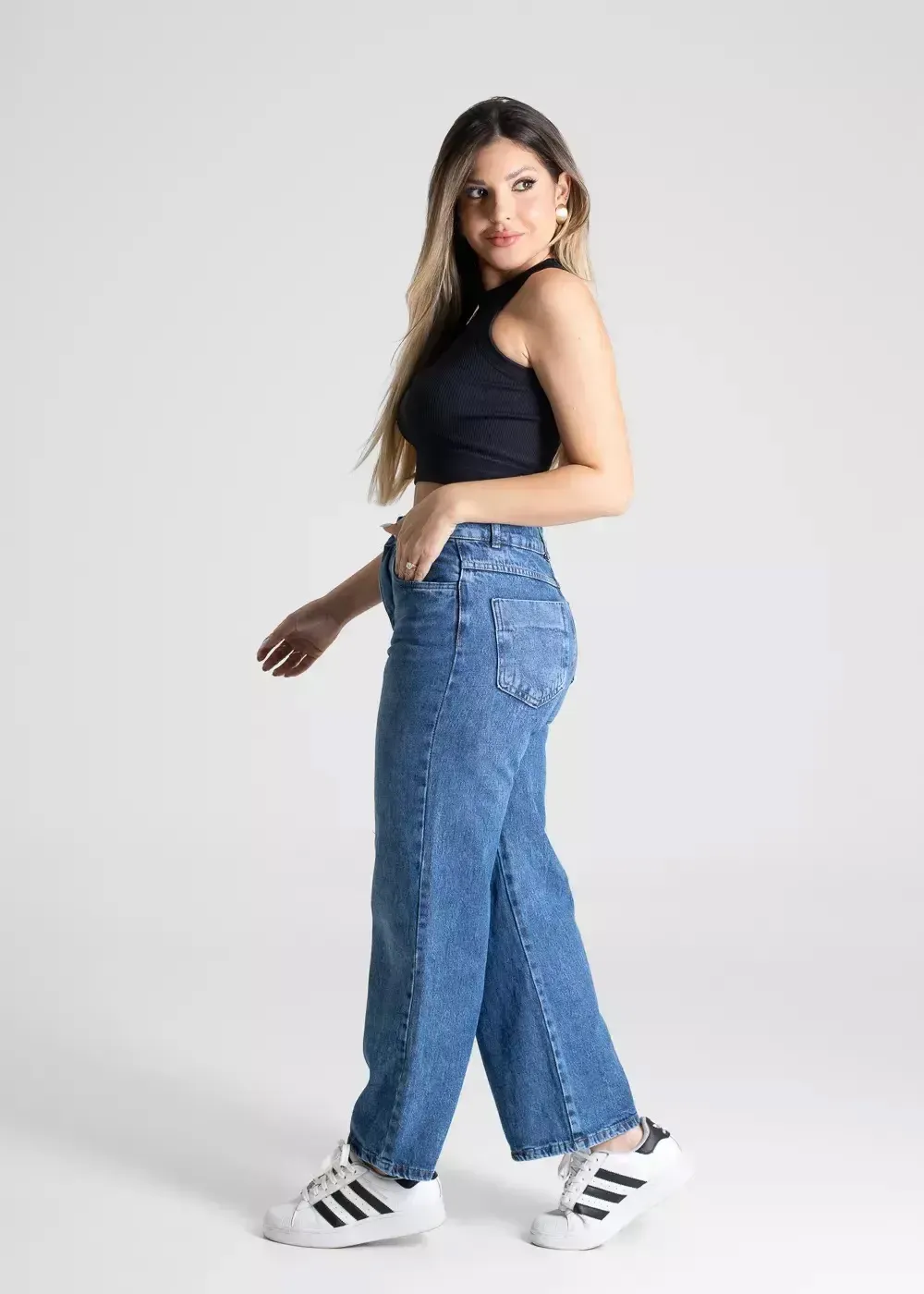 Calça Jeans Sawary Wide Leg Cropped - 281157 - Imagem 4