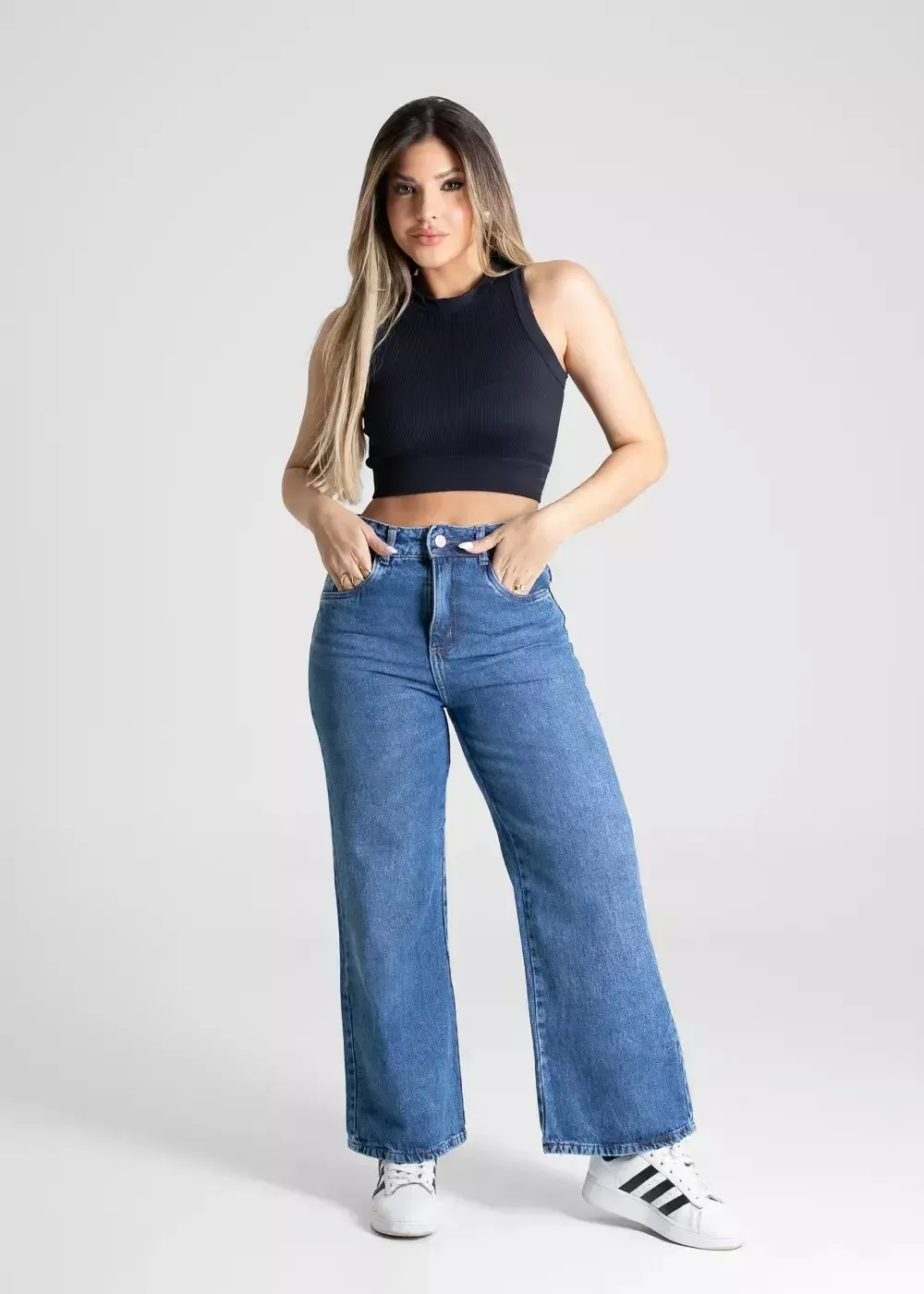 Calça Jeans Sawary Wide Leg Cropped - 281157