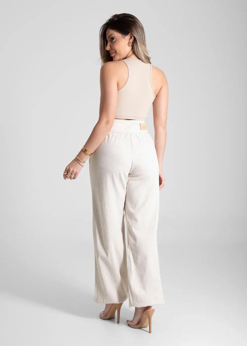 Calça Linho Sawary Balonê - 281519 - OFF WHITE - Imagem 3