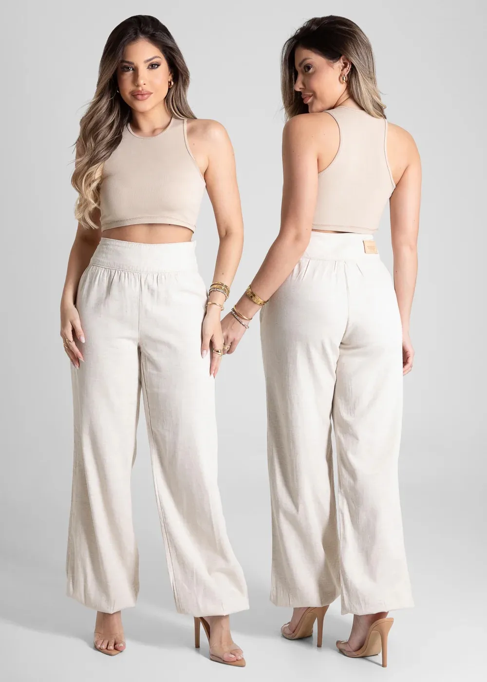 Calça Linho Sawary Balonê - 281519 - OFF WHITE - Imagem 5