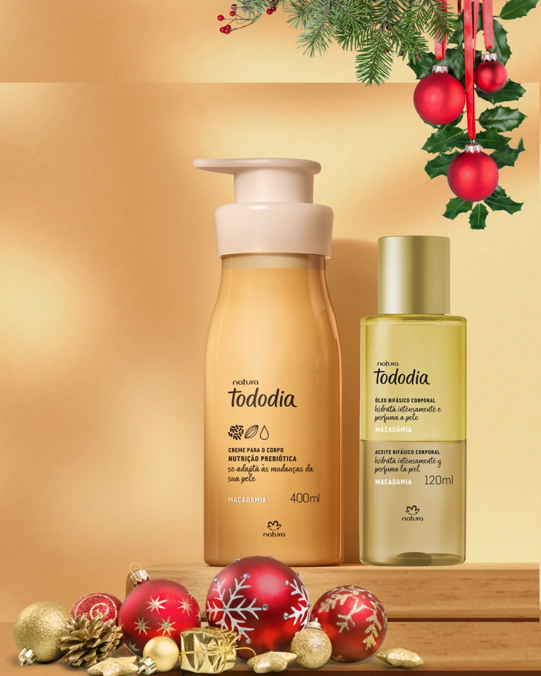 Kit Natura Macadamia hidratante corporal 400ml + Oleo corporal 120ml