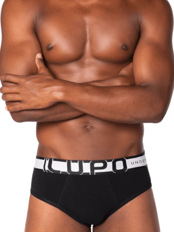 Cueca Lupo Slip De Algodão Masculina Com Elastano 415-005 Preto