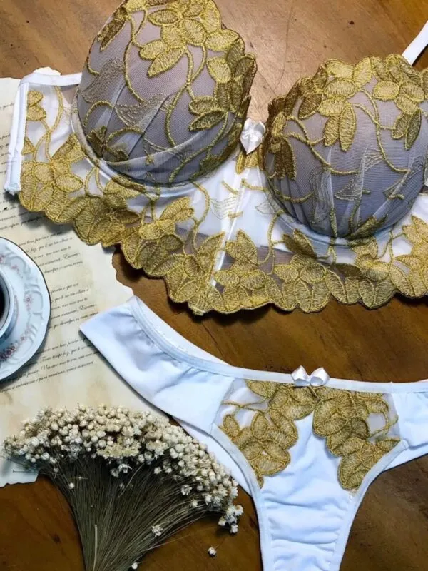 Conjunto Cindy bordado cós em V/fio duplo Lingerie