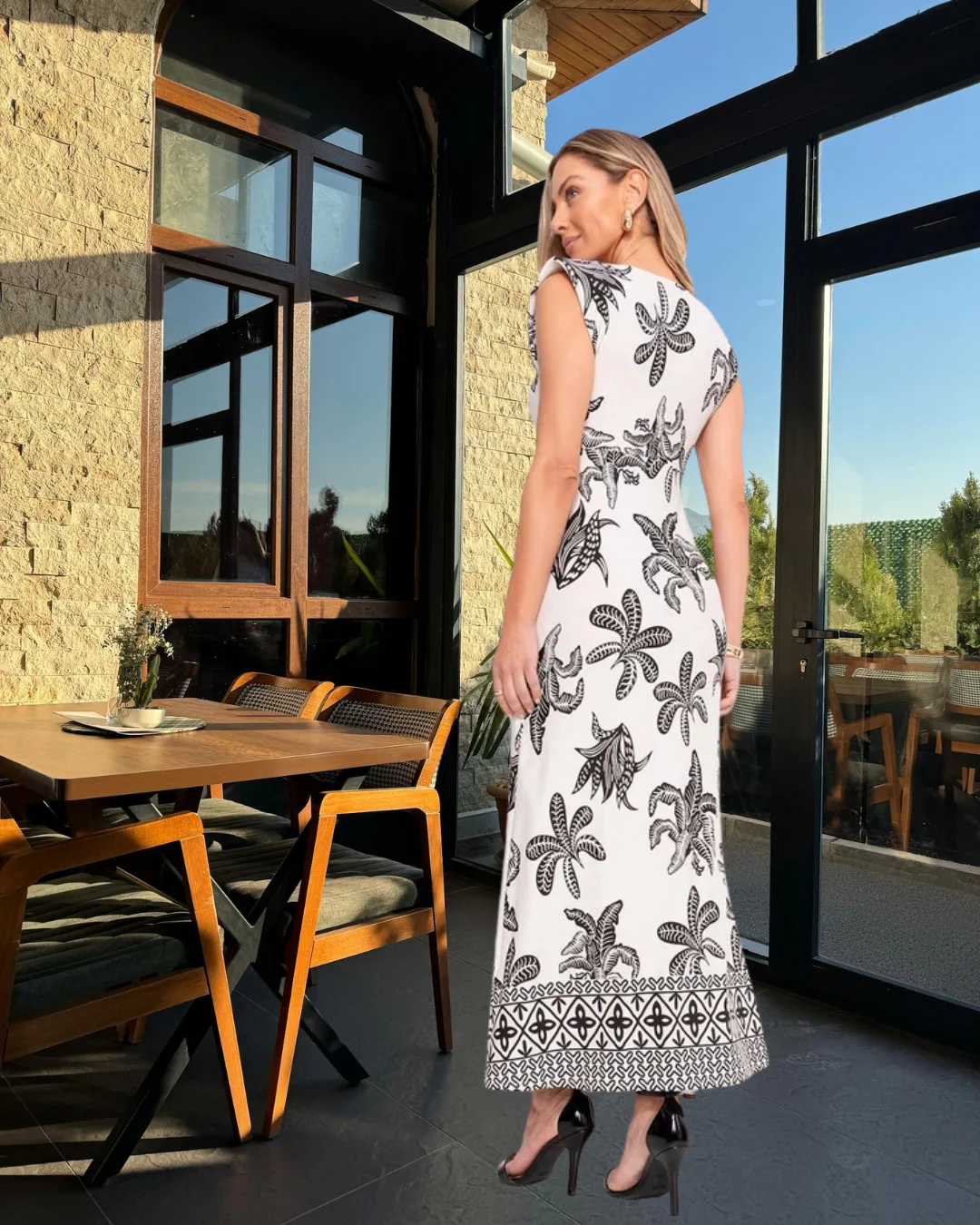 Quintess- Vestido Folhagem Barrada em Malha de Viscose-3819141 - Imagem 10
