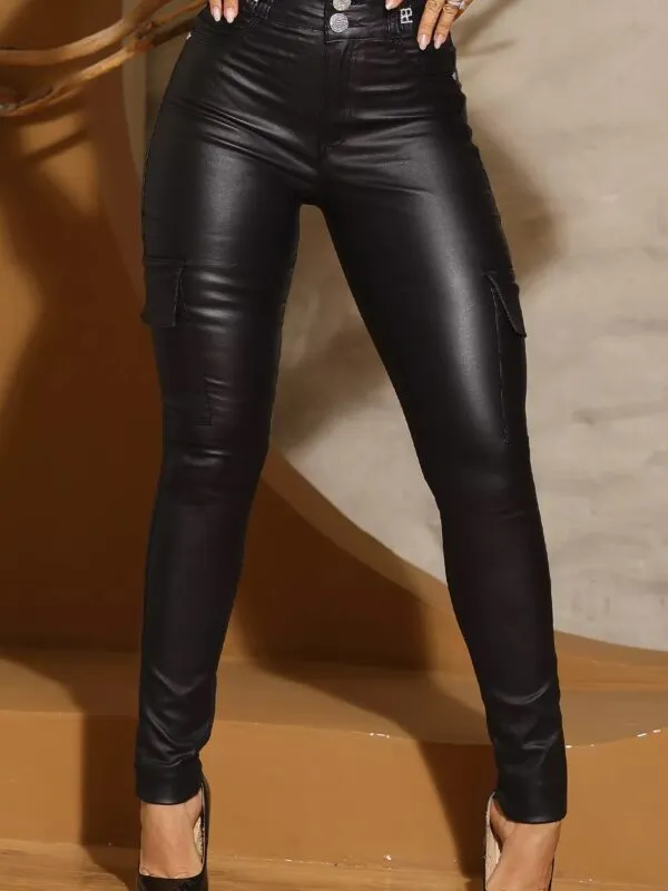 Calça Cargo Preta Estilosa e Modeladora Bolsos Laterais Pit Bull Jeans Premium -Ref: 91288