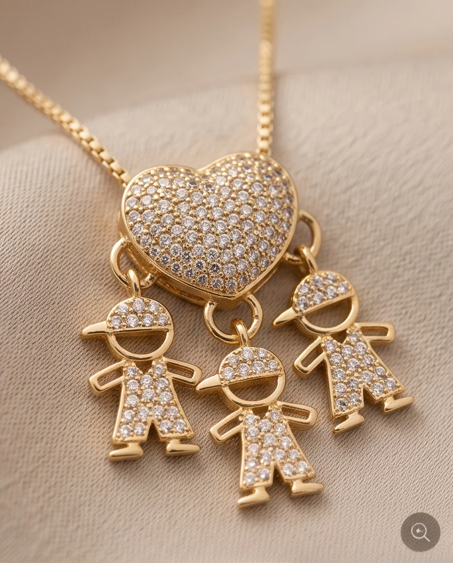 Colar Filhos 3 meninos dourado  -Classico Bijuteria - Imagem 2